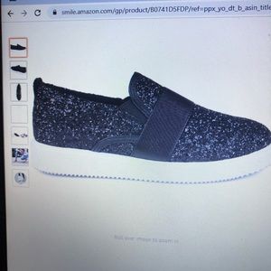 Women’s Glitter Ribbon Slip on Sneakers
